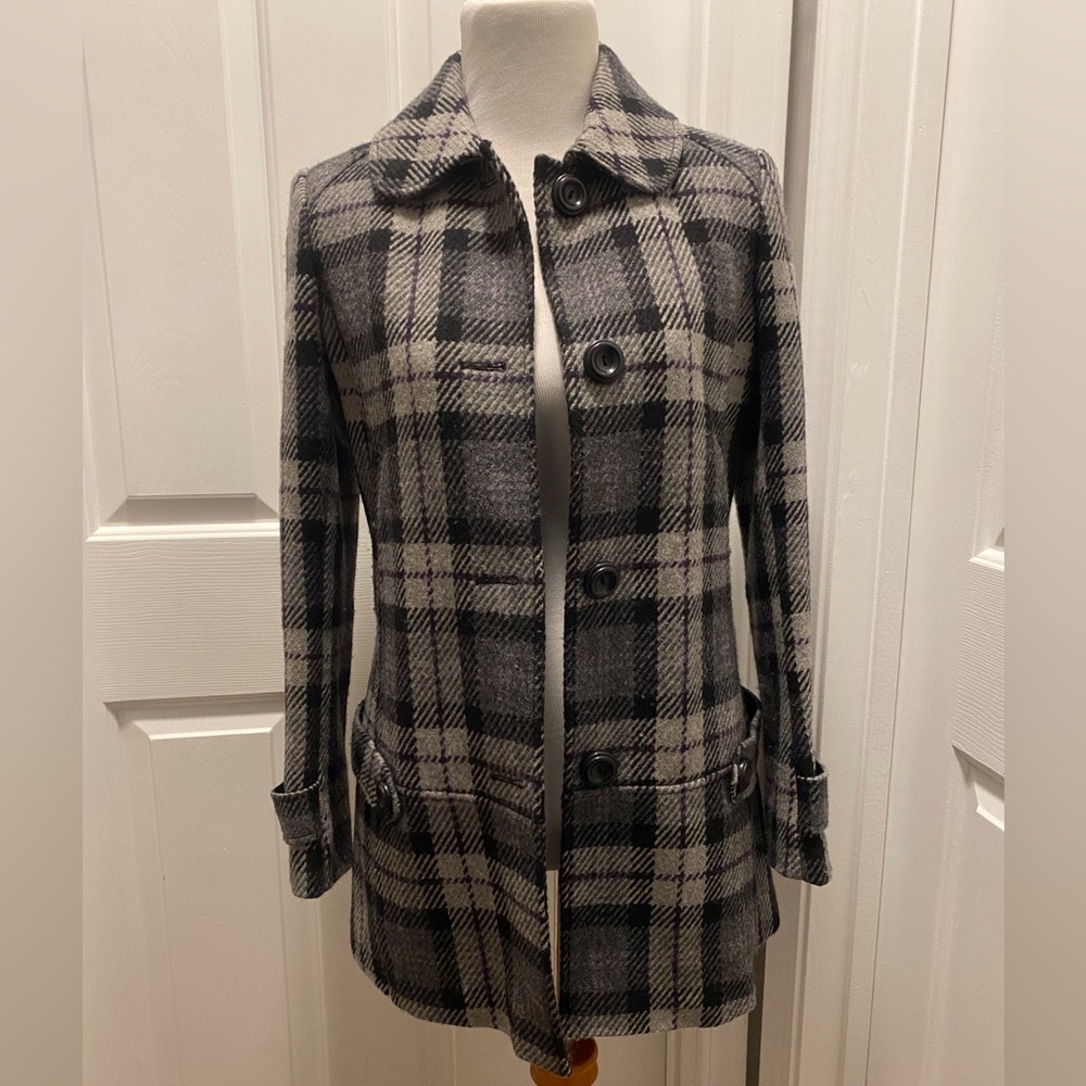 Black/ Gray Wool blend coat sz Small